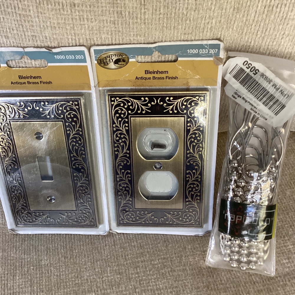 Hardware - matching outlet cover/switch & shower curtain hangers New